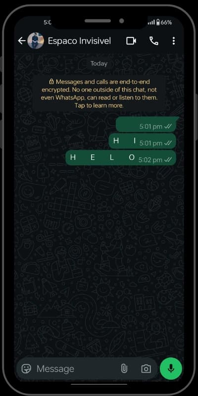 Espaco Invisivel - Enviar mensagem Whatsapp